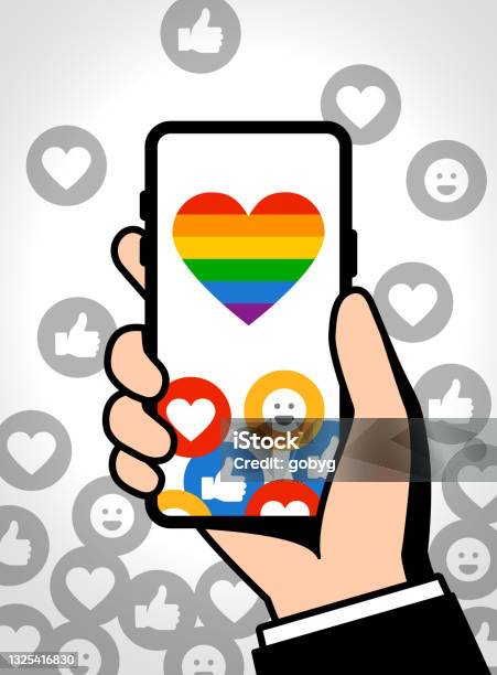 Diversity On Social Media Stock Illustration - Download Image Now - Mobile Phone, Social Media, LGBTQIA Culture
