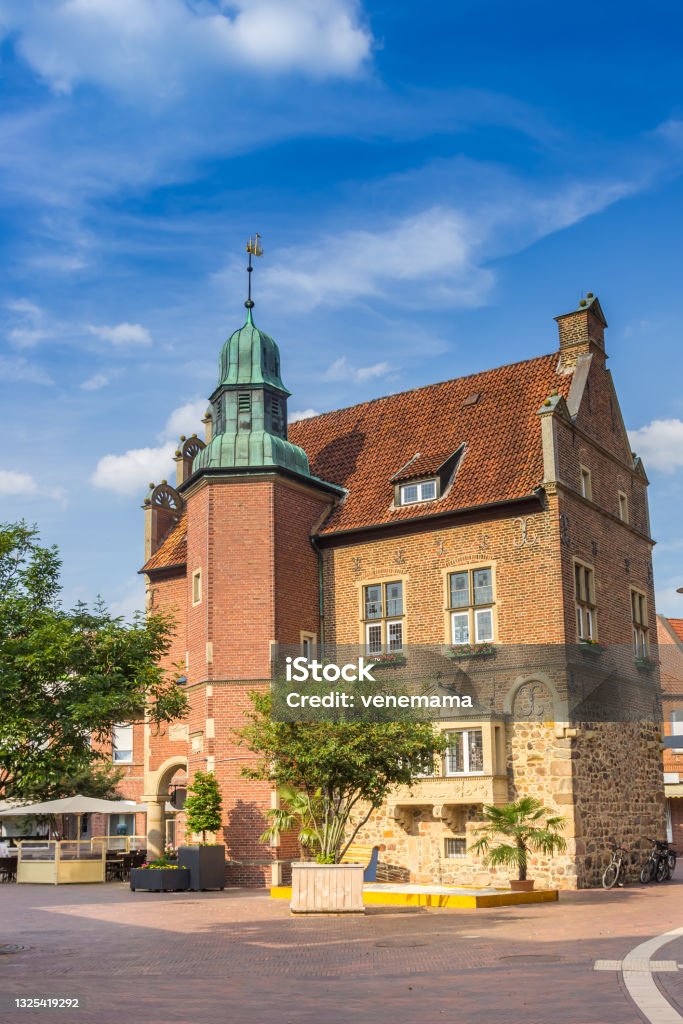 Historic town hall building on the market square of Meppen Historic town hall building on the market square of Meppen, Germany Meppen Stock Photo