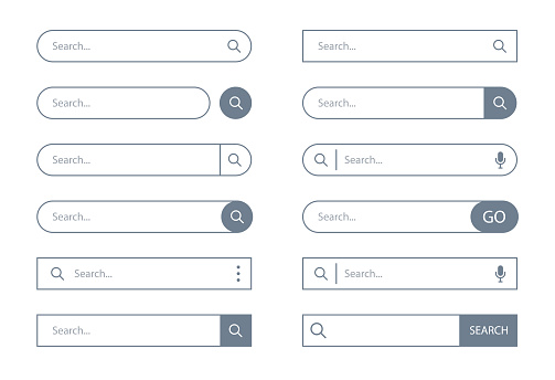 Search Bar Template Set for User Interface, Web, App, Software. Ready Search Form Collection - Vector Illustration