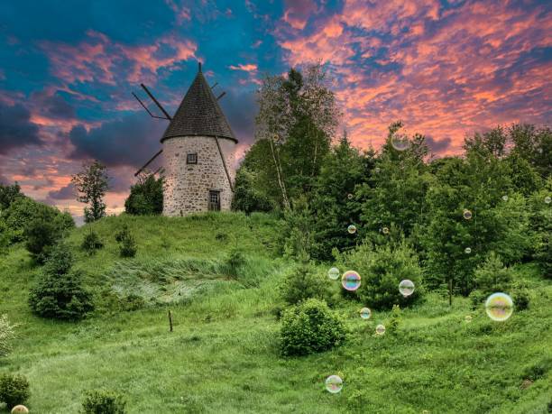 A beautiful windmill . stock photo