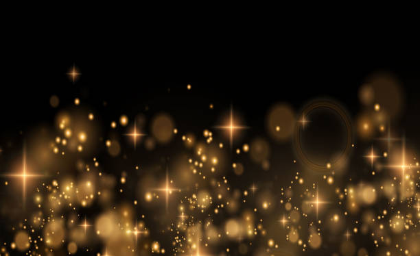 istock Christmas glowing light bokeh confetti and spark overlay texture for your design 1325422205