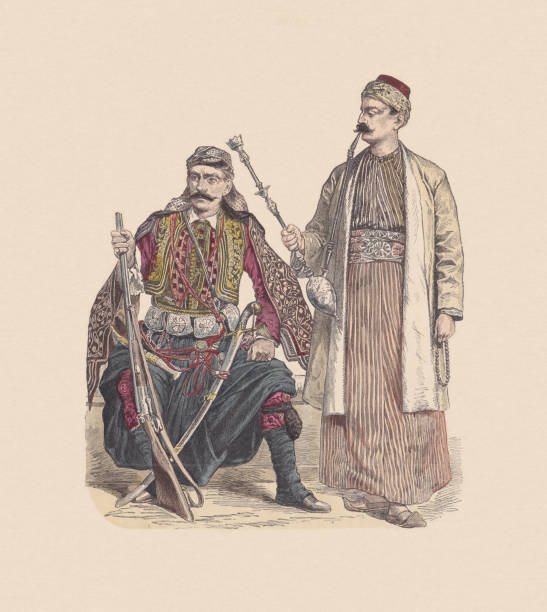istock 19th century, Asian costumes, hand-colored wood engraving, published ca. 1880 1325424004