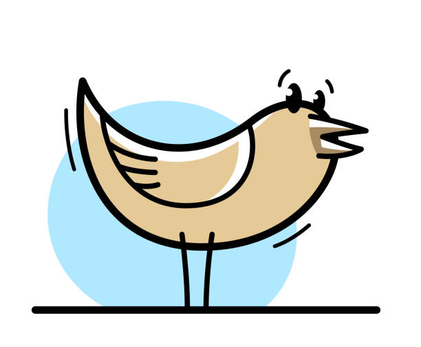 маленькая милая птица стояла и смотрела смешные мультфильм плоские векторные иллюстрации изолированы на белом. - birdsong bird one animal flying stock illustrations