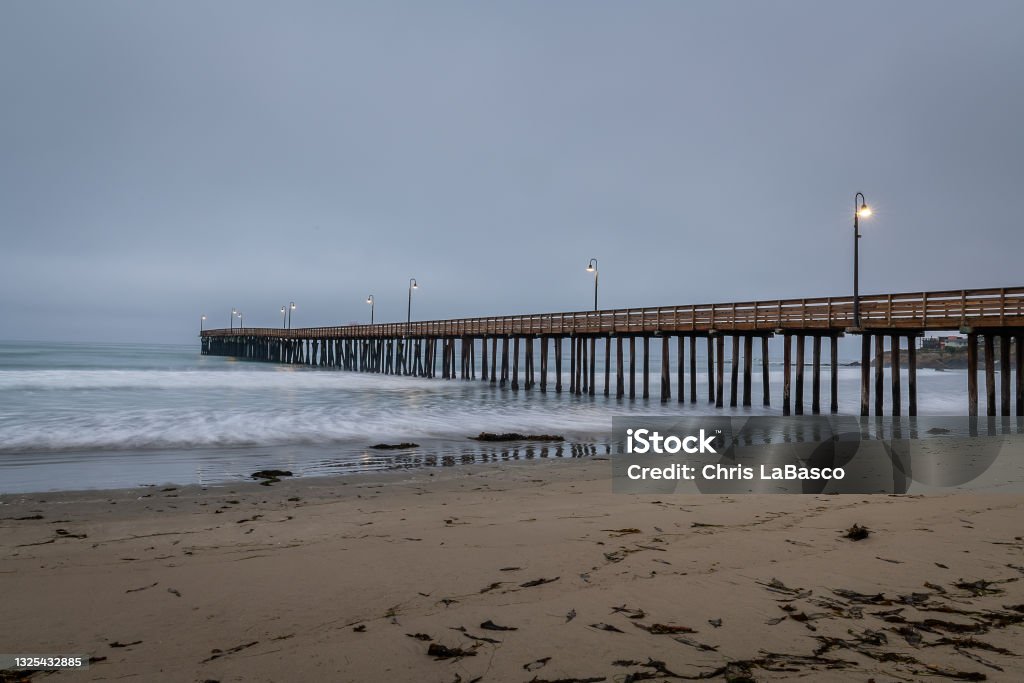 Cayucos State Beach & Pier Cayucos Stock Photo