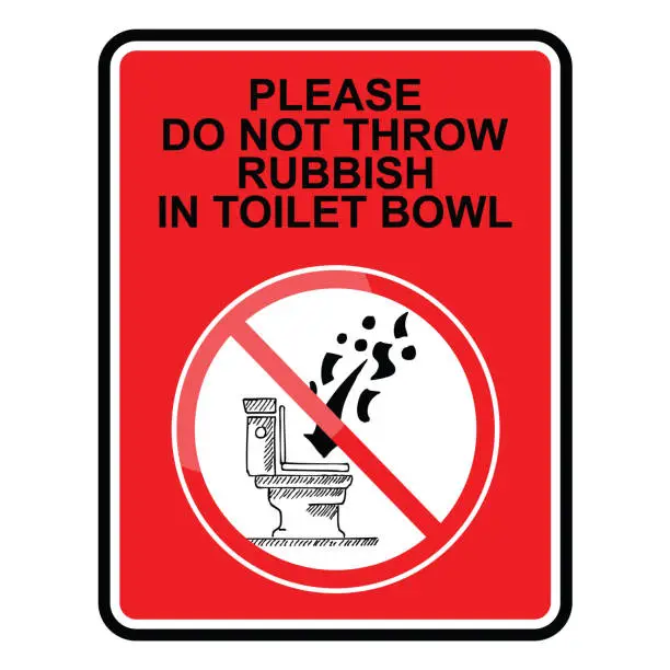 Vector illustration of Do not throw rubbish in toilet bowl, sign vector