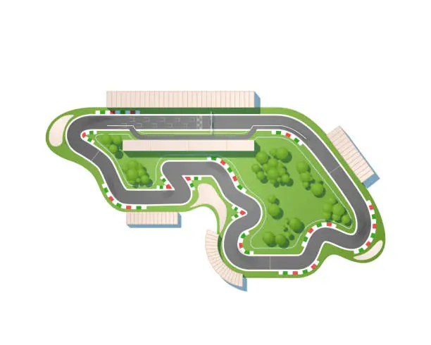 Vector illustration of Race circuit from a top view isolated on white background.