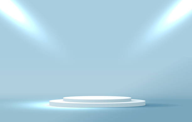istock Cosmetic blue background minimal and premium podium display for product presentation branding and packaging presentation. studio stage with shadow of sky background. vector design 1325433589