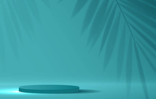 istock Cosmetic light blue background minimal and premium podium display for product presentation branding and packaging presentation. studio stage with shadow of leaf background. 3D illustration design 1325434477