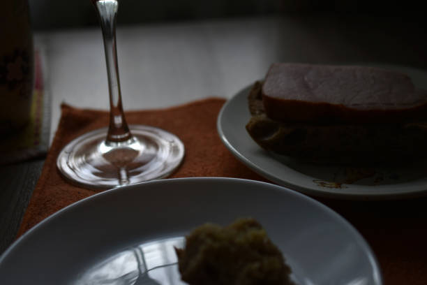 istock Evening dinner and a glass of red wine 1325434842