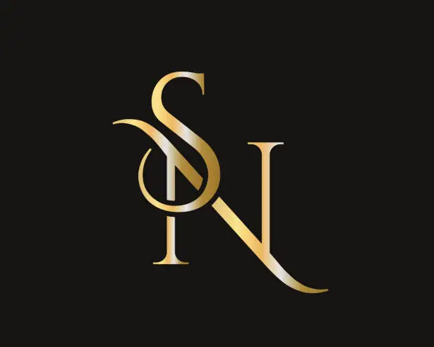 Vector illustration of Initial Gold SN letter logo design. NS logo design with creative and luxury concept