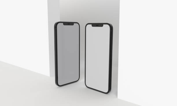 3d render illustration generic phone mock up in a white design high key
