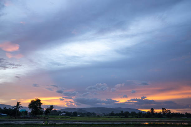 Sky sunset in rural beautiful landscape view