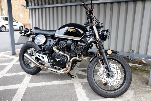 Rickmansworth, Hertfordshire, England, UK - June 25th 2021: Lexmotor Vendetta 250 motorbike