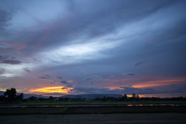 Sky sunset in rural beautiful landscape view
