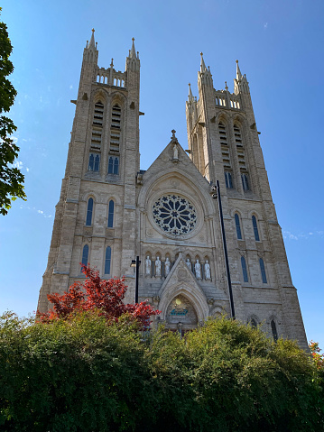 Roof and bell towers of St Michael and St Gudula Cathedral in Brussels