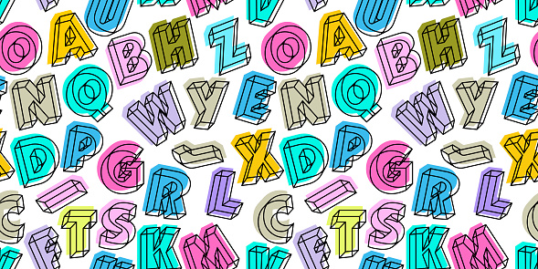 Wrapping Paper Abcd Alphabet Colored Letters Seamless Pattern Ideal For Fabric Print Poster ...