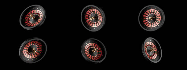 Modern Roulette Wheel - 3D Illustration Golden, Black And Red Roulette Wheel, Rotation, Isolated On The Black Background roulette photos stock pictures, royalty-free photos & images