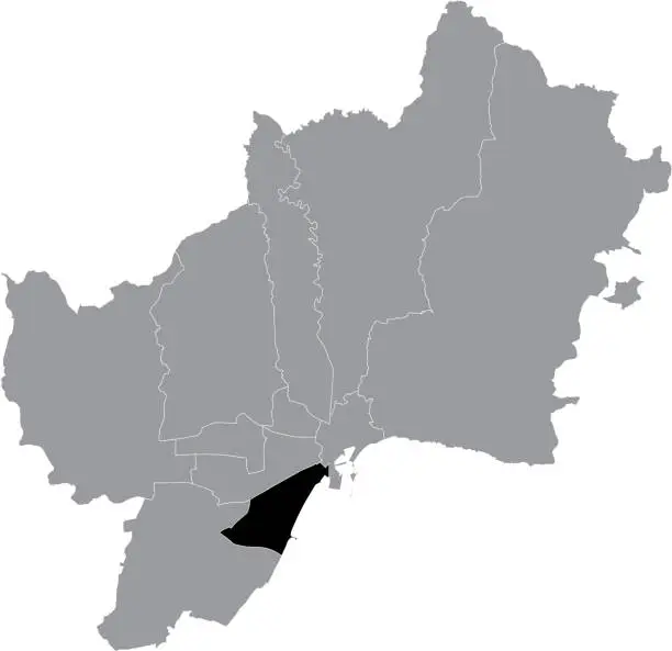 Vector illustration of Location map of the Carretera de Cádiz district of Malaga, Spain