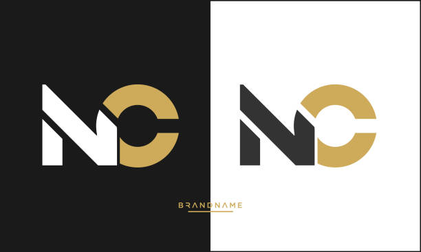 nc lub cn litery alfabetu abstrakcyjne logo ikona monogram - letter n obrazy stock illustrations