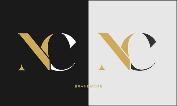 illustrations, cliparts, dessins animés et icônes de nc ou cn alphabet letters abstract icon logo monogram - letter n alphabet calligraphy text