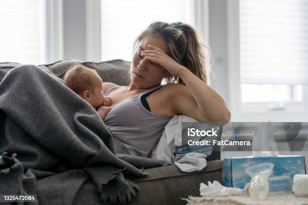 Postpartum Stress Stock Photo - Download Image Now - Mother, Newborn, Baby - Human Age