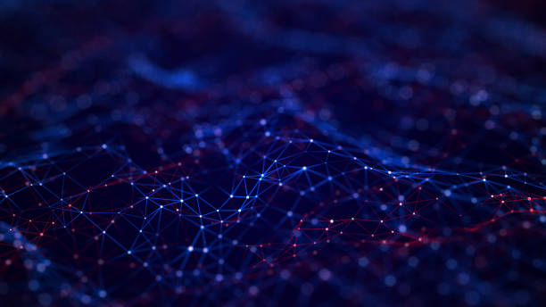 istock Digital dynamic wave. Abstract futuristic blue background with dots and lines. Big data visualization. 3D rendering. 1325472971