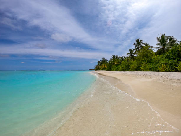 istock Waves lapping on white sand beach, South Ari Atoll, Maldives 1325480637