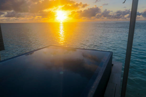 Sunset view from Infinity Pool, South Ari Atoll, Maldives