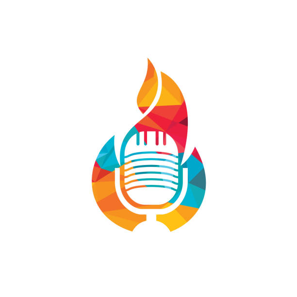 szablon projektu logo fire podcast. - log fire audio stock illustrations