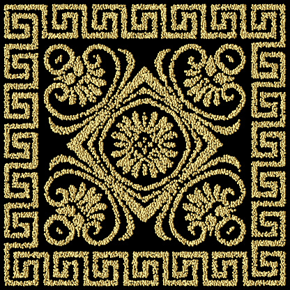Stippled Pattern Frame Textured Stippled Gold Pattern With Square Frame Greek Style Or Stock ...
