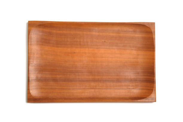 istock Top view square wooden wood plate isolated on white background. 1325493015