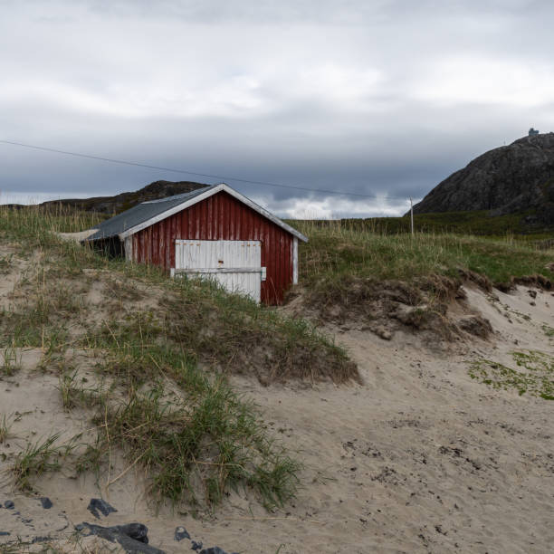 istock A boathouse nearly hidden in the sand dunes. 1325494307
