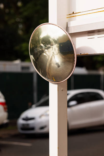 istock Curved mirror to see oncoming traffic 1325505703