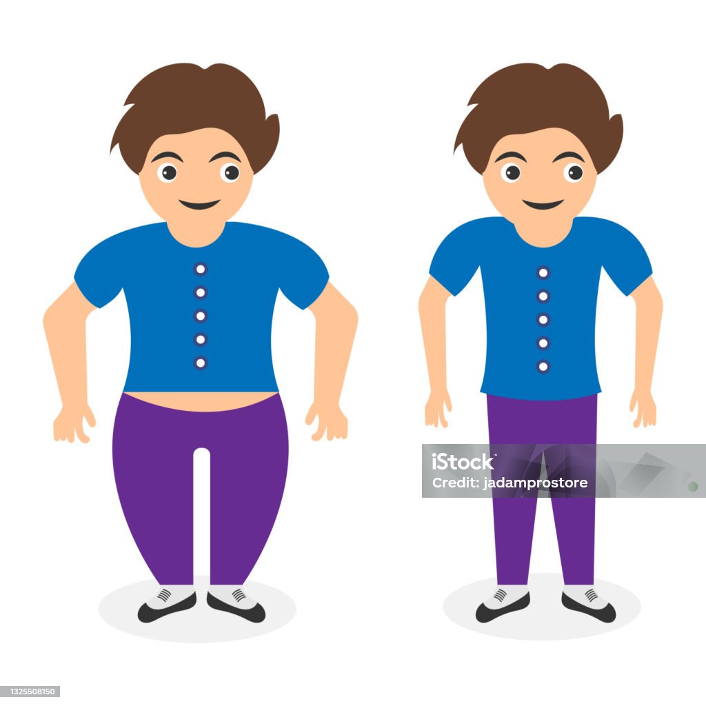 Cute Cartoon Fat Boy Average Boy And Skinny Boy Boy With Different Weight  Stock Illustration - Download Image Now - iStock