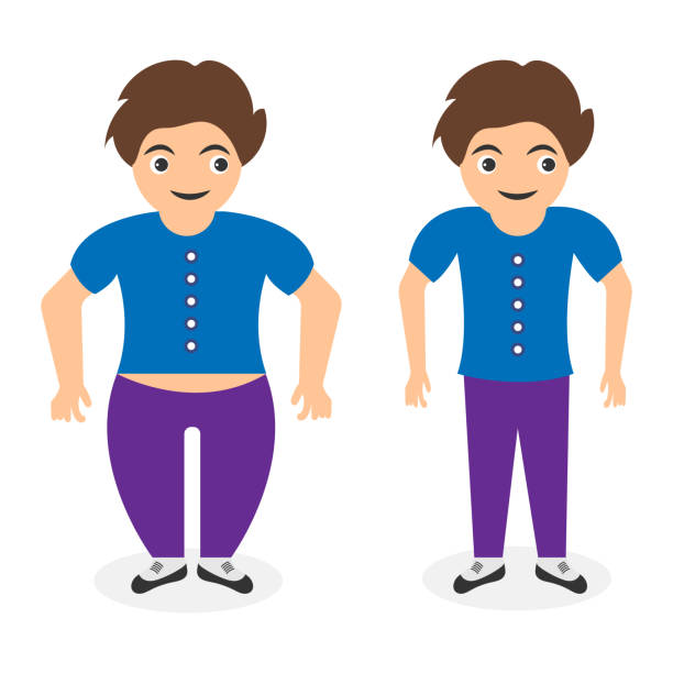 Cute Cartoon Fat Boy Average Boy And Skinny Boy Boy With Different Weight  Stock Illustration - Download Image Now - iStock