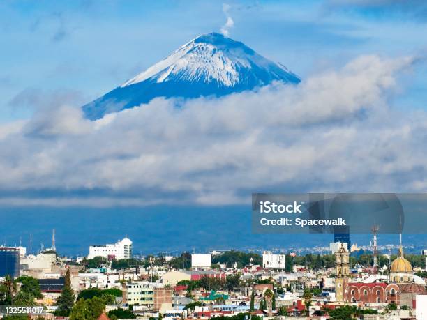 Volcano And City Stock Photo - Download Image Now - Mexico, Puebla City, Puebla State