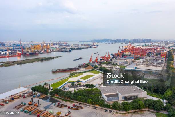 Aerial Photography Of Guangzhou Port China Stock Photo - Download Image Now - Commercial Dock, Guangzhou, Harbor