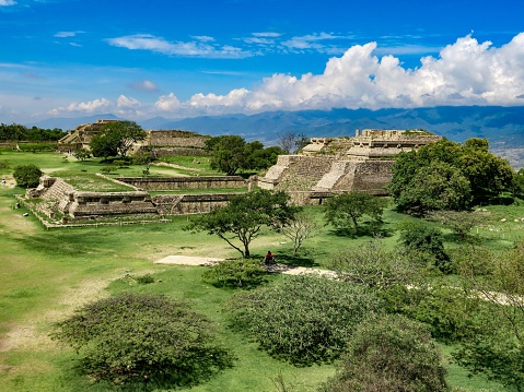Monte Albán is a large pre-Columbian archaeological site of one of the earliest cities of Mesoamerica, located in Oaxaca, Mexico. The city was not just a fortress or sacred place, but also an agricultural center. An ancient Zapotec metropolis, Monte Albán was founded in the sixth century B.C. on a low mountainous range overlooking the city of Oaxaca and functioned as their capital 13 centuries between 500 B.C. and 800 A.D.