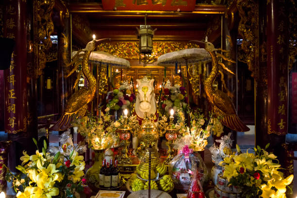 Detail from Bach Ma temple in Hanoi, Vietnam