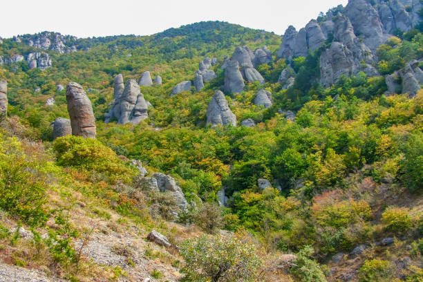 istock Mysterious, bizarre rocks   on the mountains 1325523199