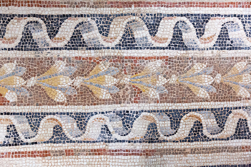 Ancient mosaic at Volubilis, a UNESCO heritage site in Morocco