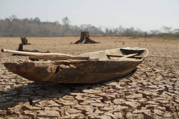 istock Fishing boat on drought conditions. 1325531475