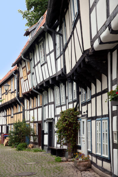 small half timbered houses in the adolfgasse in detmold - 7963 imagens e fotografias de stock