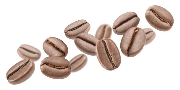 istock Flying delicious coffee beans on white 1325539401
