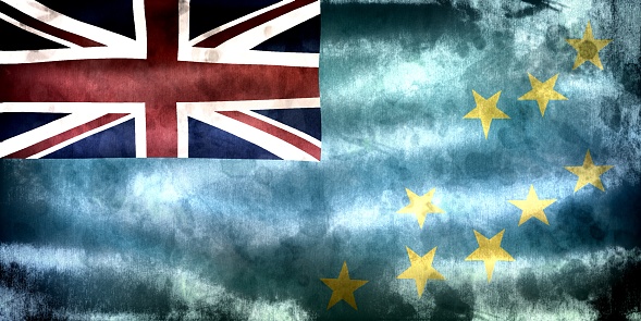 3D-Illustration of a Tuvalu flag - realistic waving fabric flag.