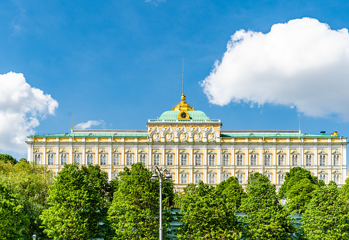 The Grand Kremlin Palace on the blue sky background.