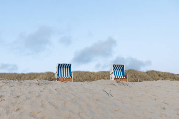 istock two empty beach chair and fine sand on the North Sea 1325549987