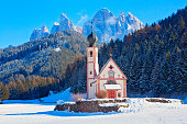 Beautiful winter landscape in South Tyrol, Italy