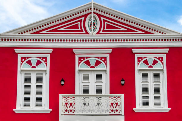 Dutch Colonial houses in Willemstad, Curacao, Netherlands Antilles stock photo