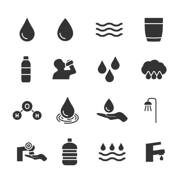 Vector set of water icons. Vector set of water icons. rain silhouettes stock illustrations